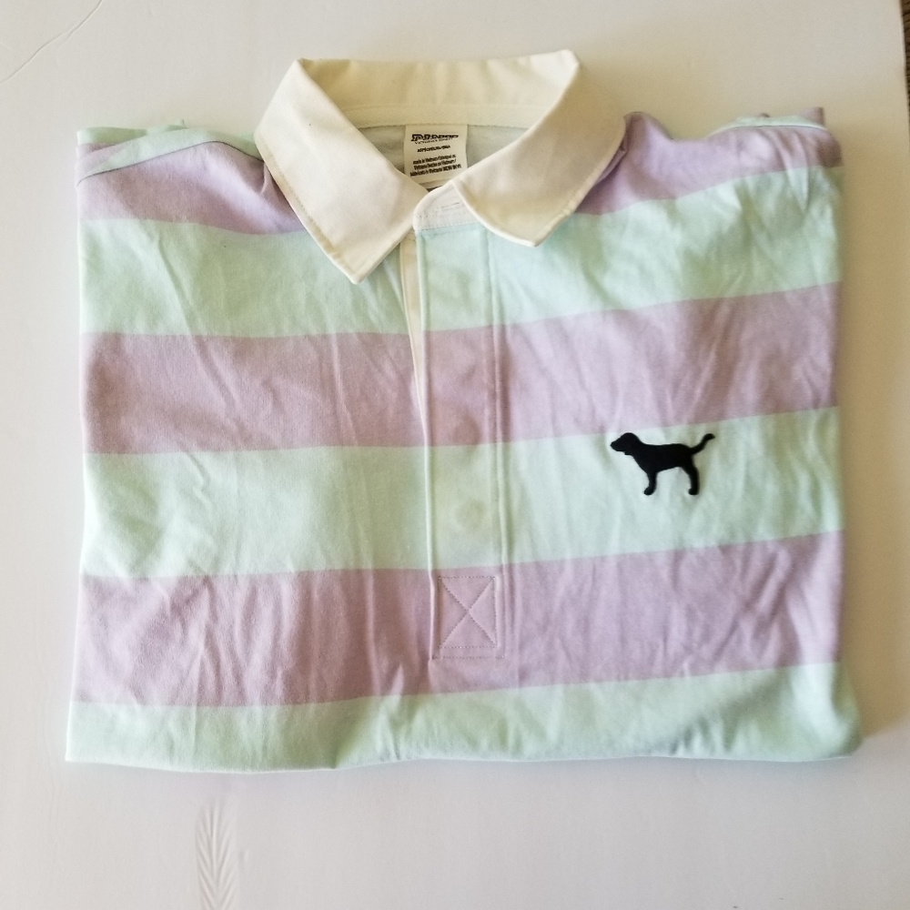- VS Pink Striped long sleeve  Rugby Polo